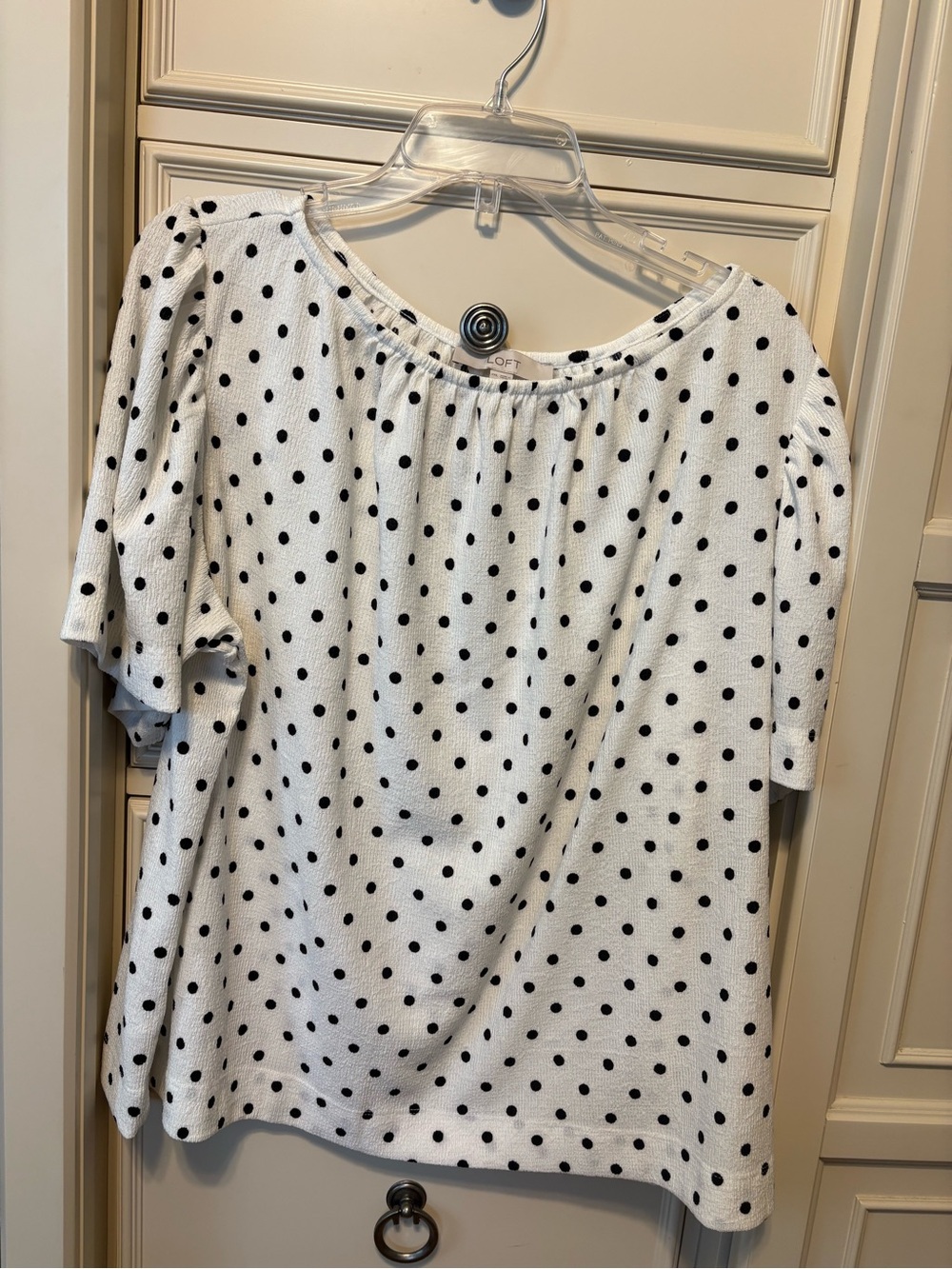 LOFT White Top with Black Polka Dots - Short Sleeve